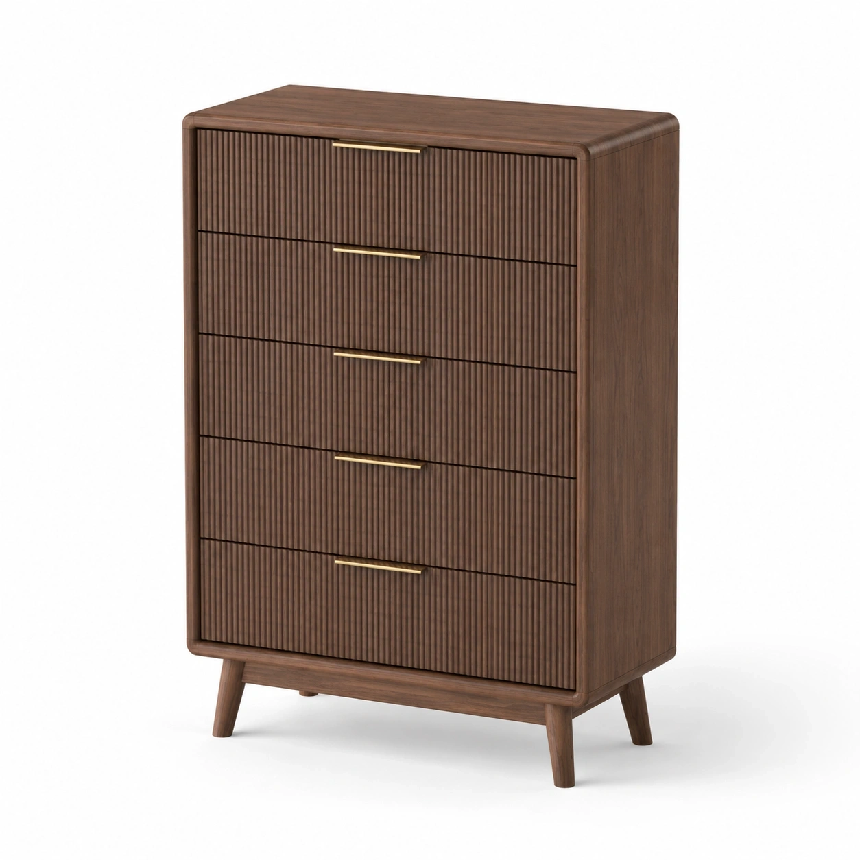 Geriffelte Walnuss-Kommode-Dunkelbraun-LuxeSelvia